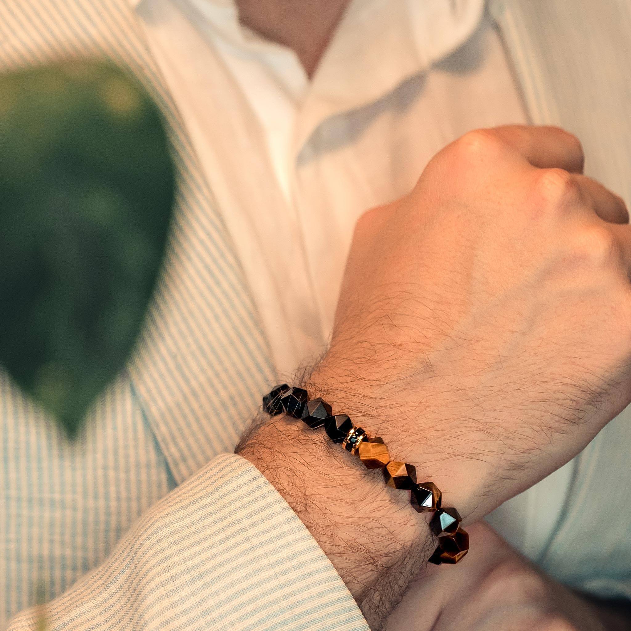 タイガーアイ&オニキス 虎 ブレスレット - 天然石&隕石ジュエリーショップ - AWNL Japan