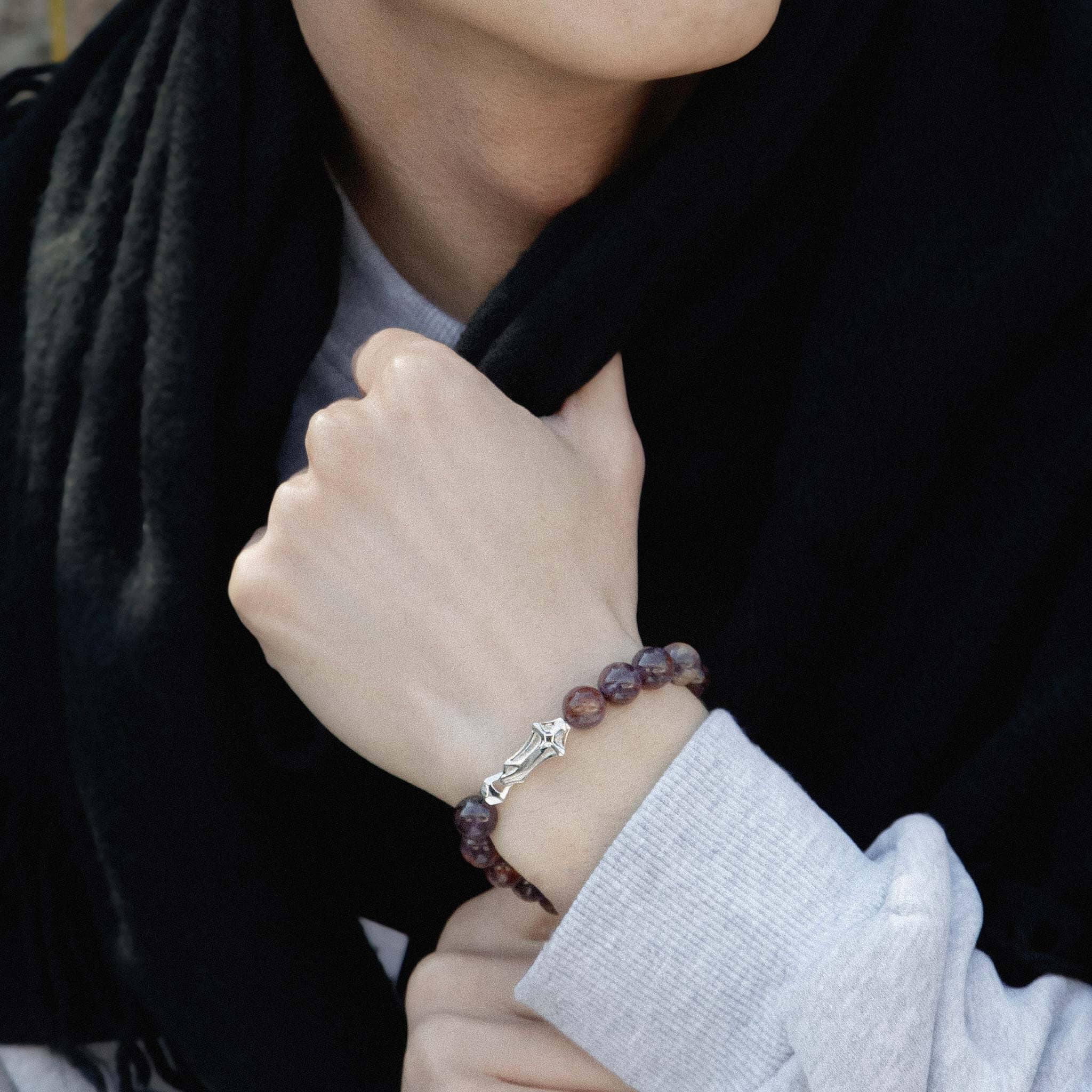 紫ファントムクォーツ 剣 ブレスレット - 天然石&隕石ジュエリーショップ - AWNL Japan