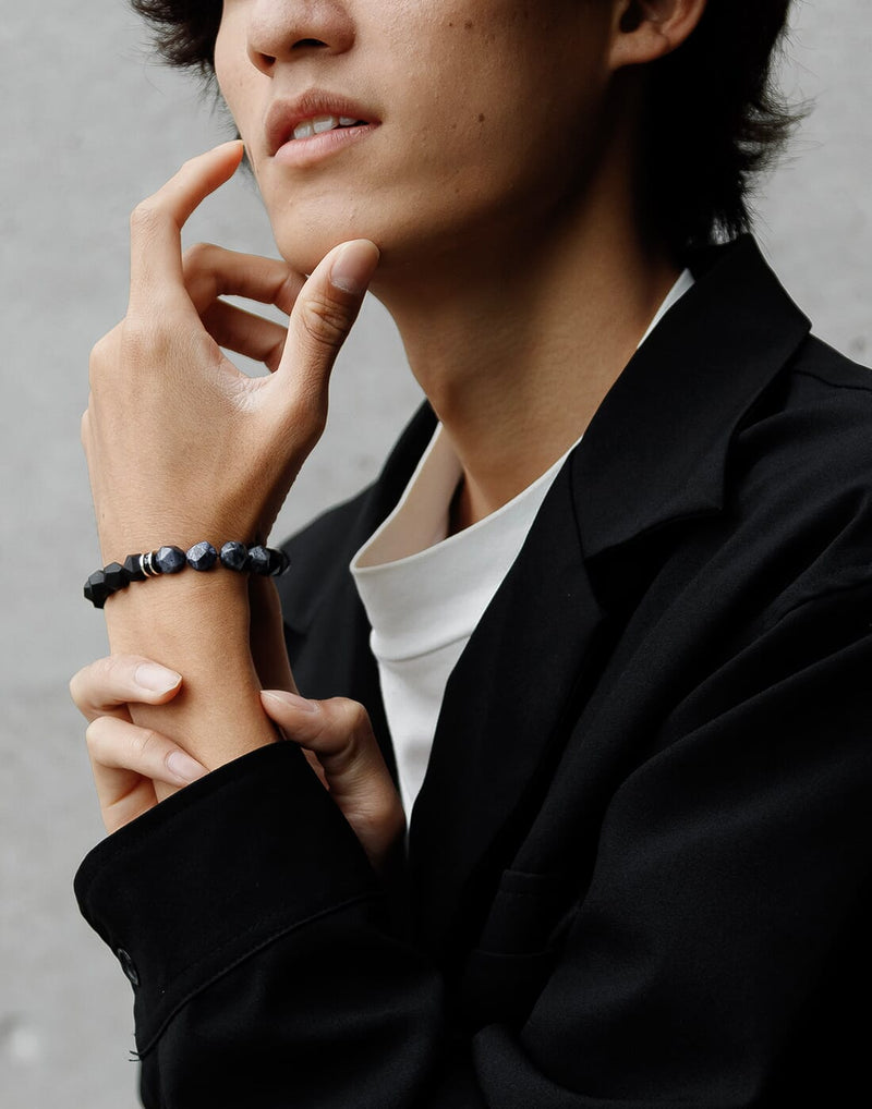AWNL ブラック ブレスレット AWNL】メンズ デュモルチェライト/オニキス ブレスレット| 10mm