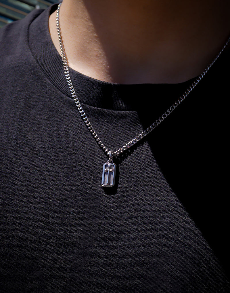 AWNL】メンズ ピカソジャスパー ペンダント ネックレス｜騎士鉄十字