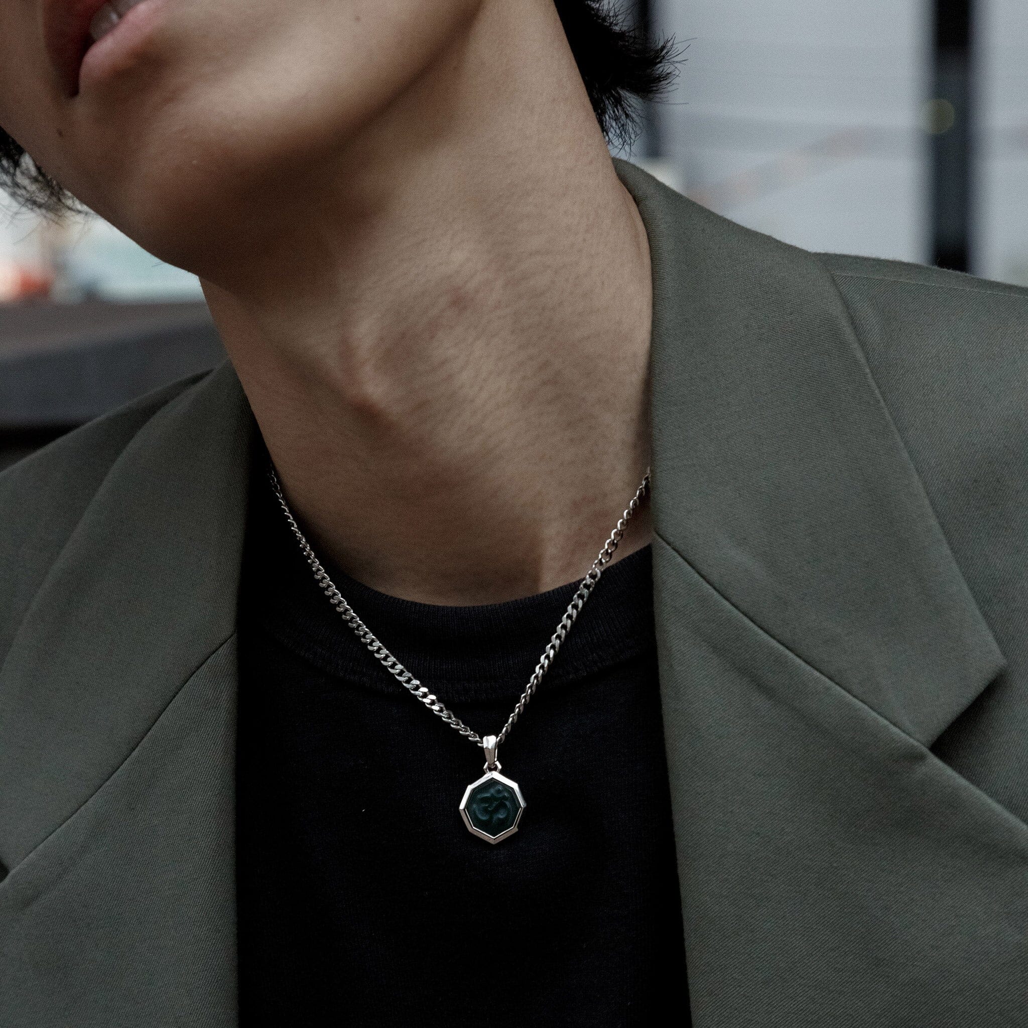 AWNL】メンズ ブラッドストーン om刻印 ネックレス | 血石 ペンダント