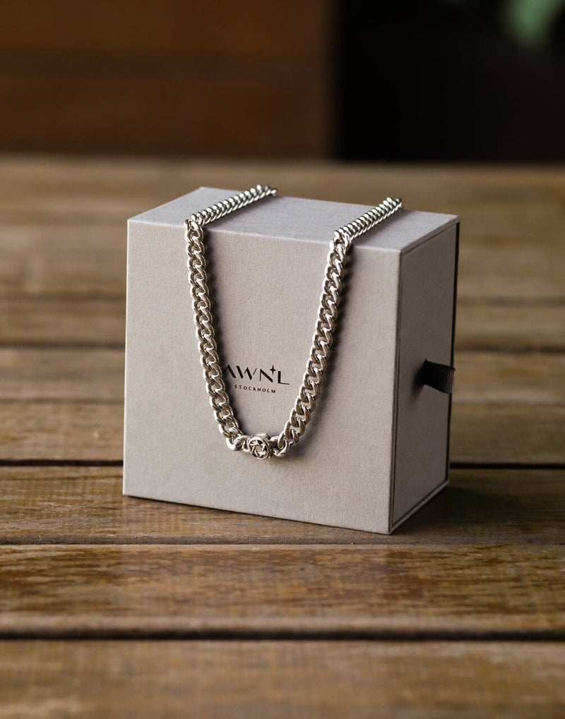 AWNL メンズ 黒蝶貝 シルバーチェーン ネックレス｜S925×18KGP｜50cm