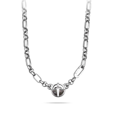 Xiphos Medallion Figaro Necklace Black Nacre