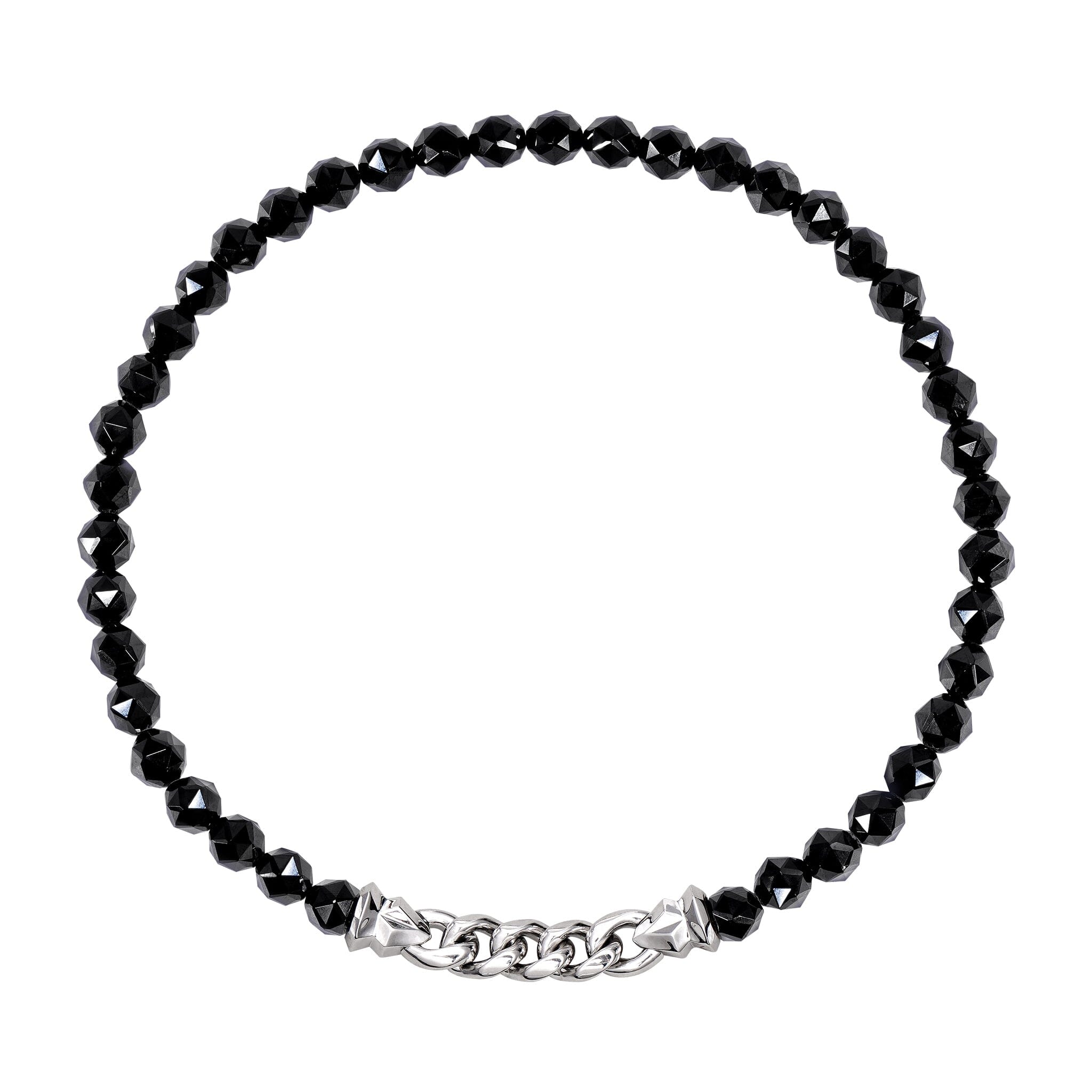 AWNL ブラック ブレスレット AWNL】メンズ ブラックスピネル 二重巻き ハーフチェーン 喜平シルバー