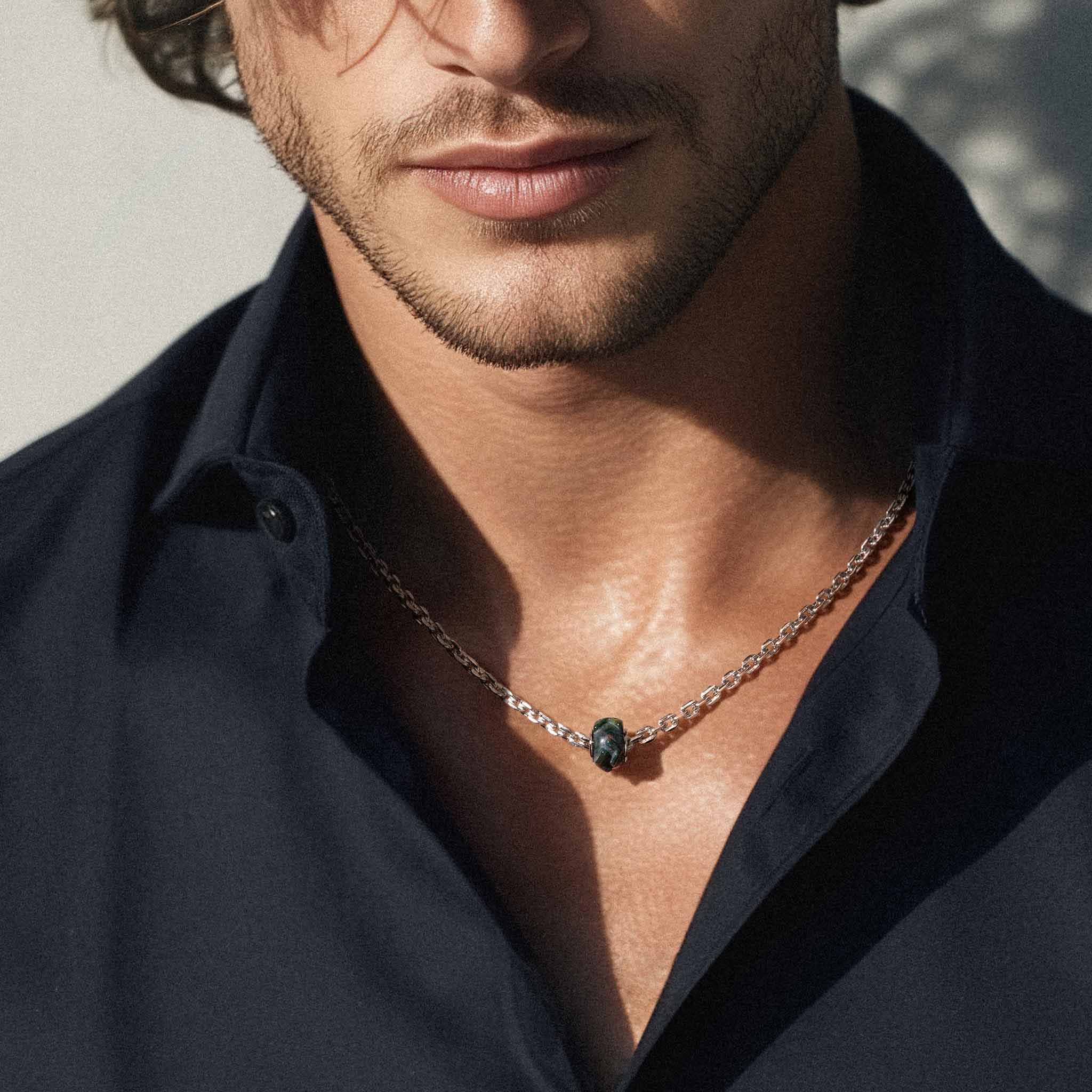 AWNL メンズ ブラッドストーン シルバーチェーン ネックレス｜S925
