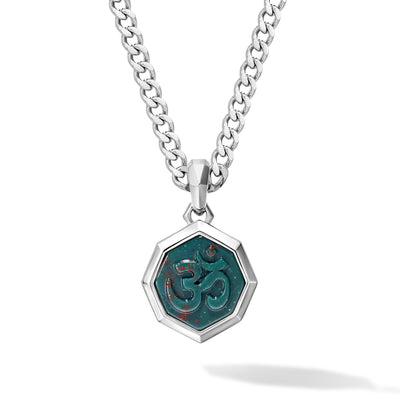 Om Sigil Necklace Bloodstone