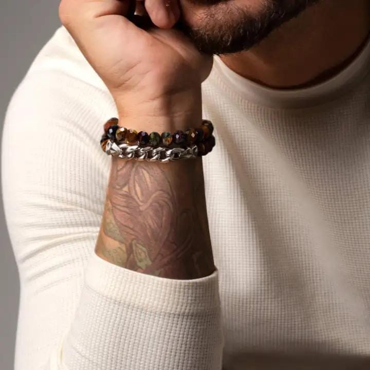 マルチカラータイガーアイ 2連ラップ ブレスレット ブレスレット AWNL 