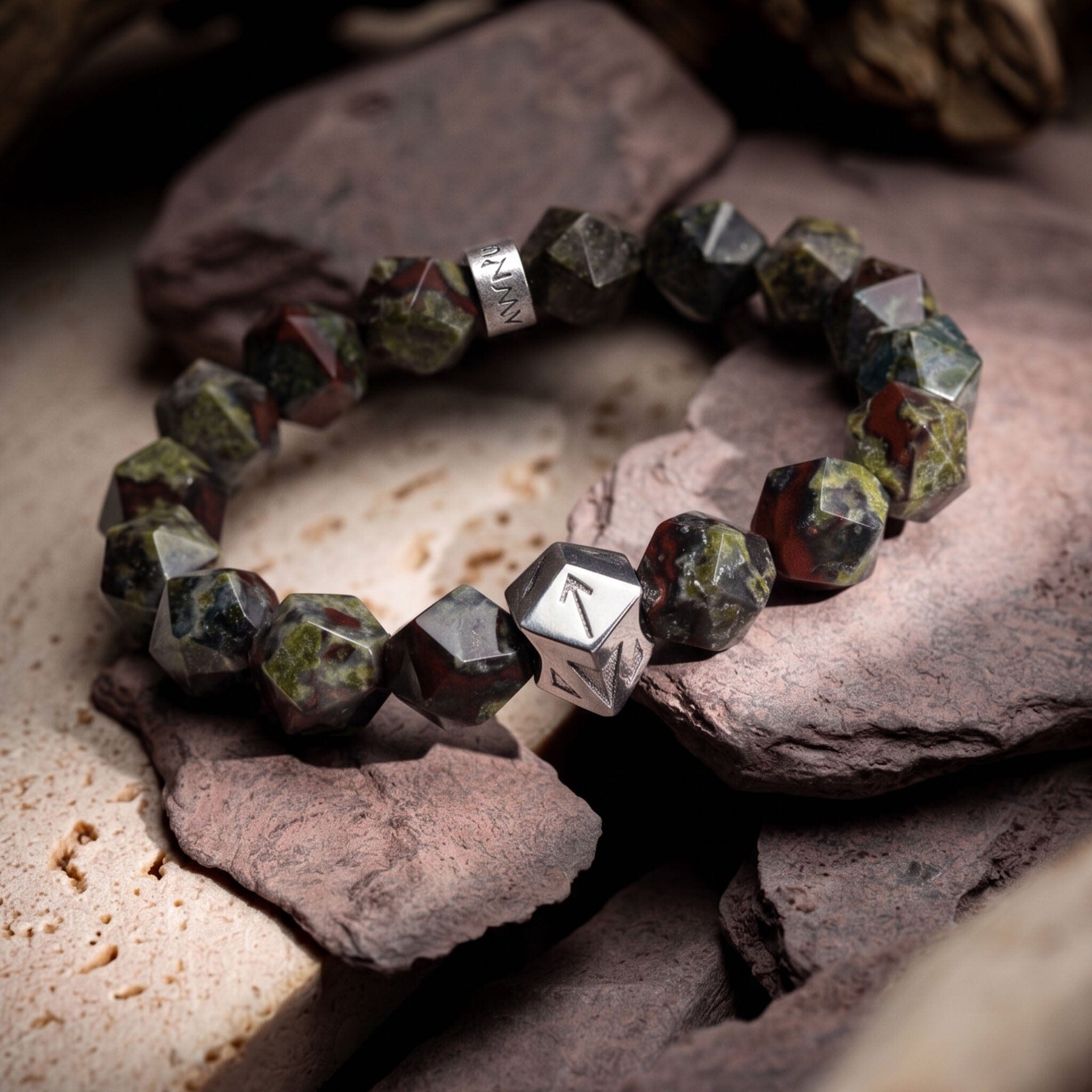 Tiwaz Algiz Bracelet Dragon Blood Jasper ブレスレット AWNL 