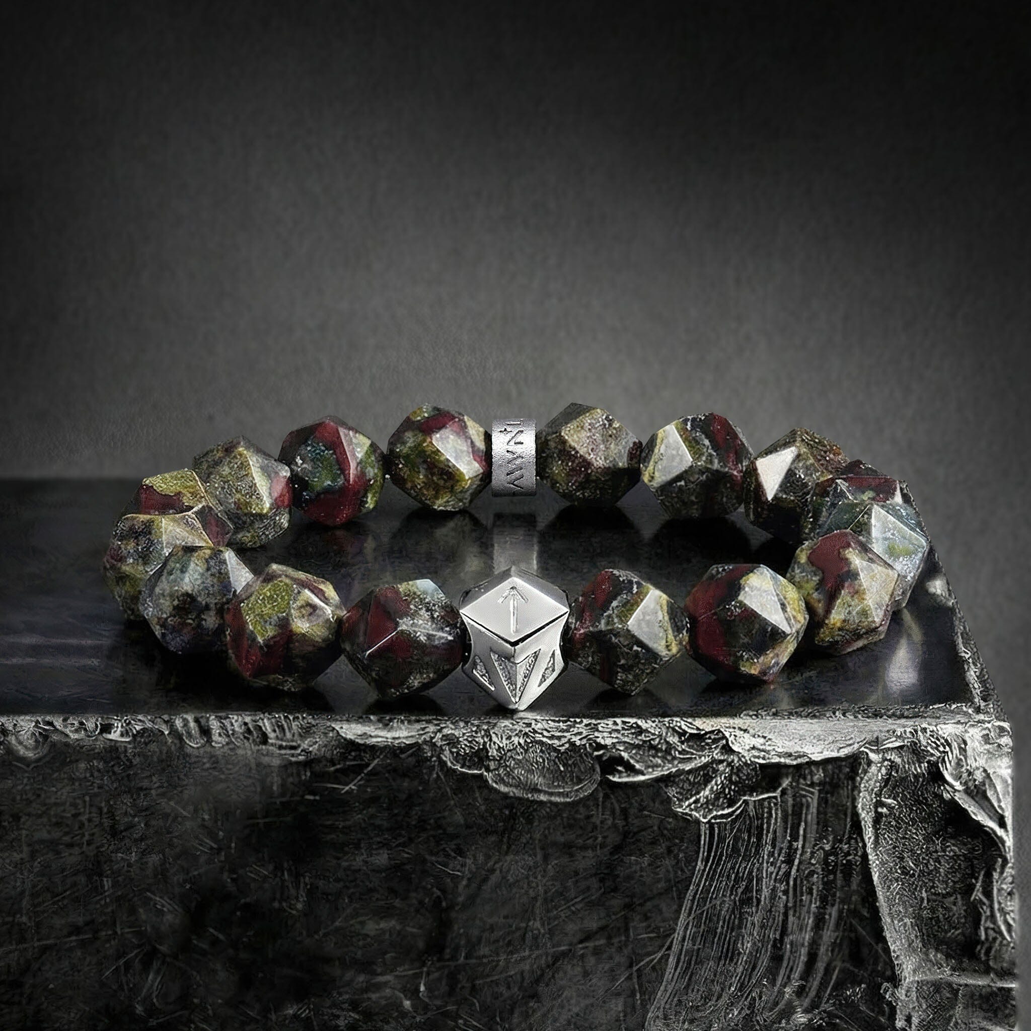 Tiwaz Algiz Bracelet Dragon Blood Jasper ブレスレット AWNL 