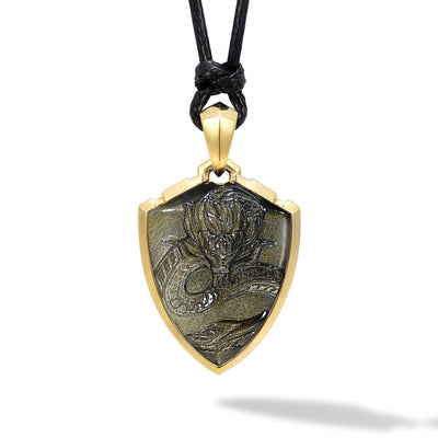 Dragon Talisman Necklace Golden Obsidian