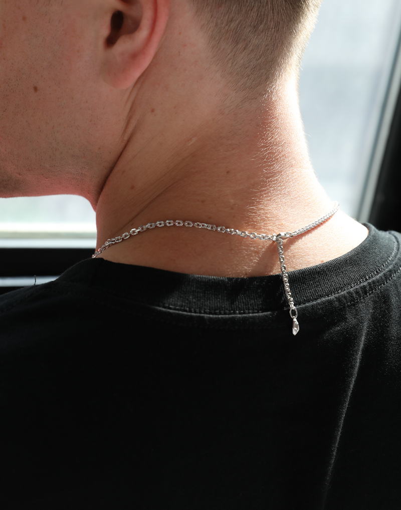 AWNL メンズ サファイア 黒蝶貝 シルバー喜平チェーン