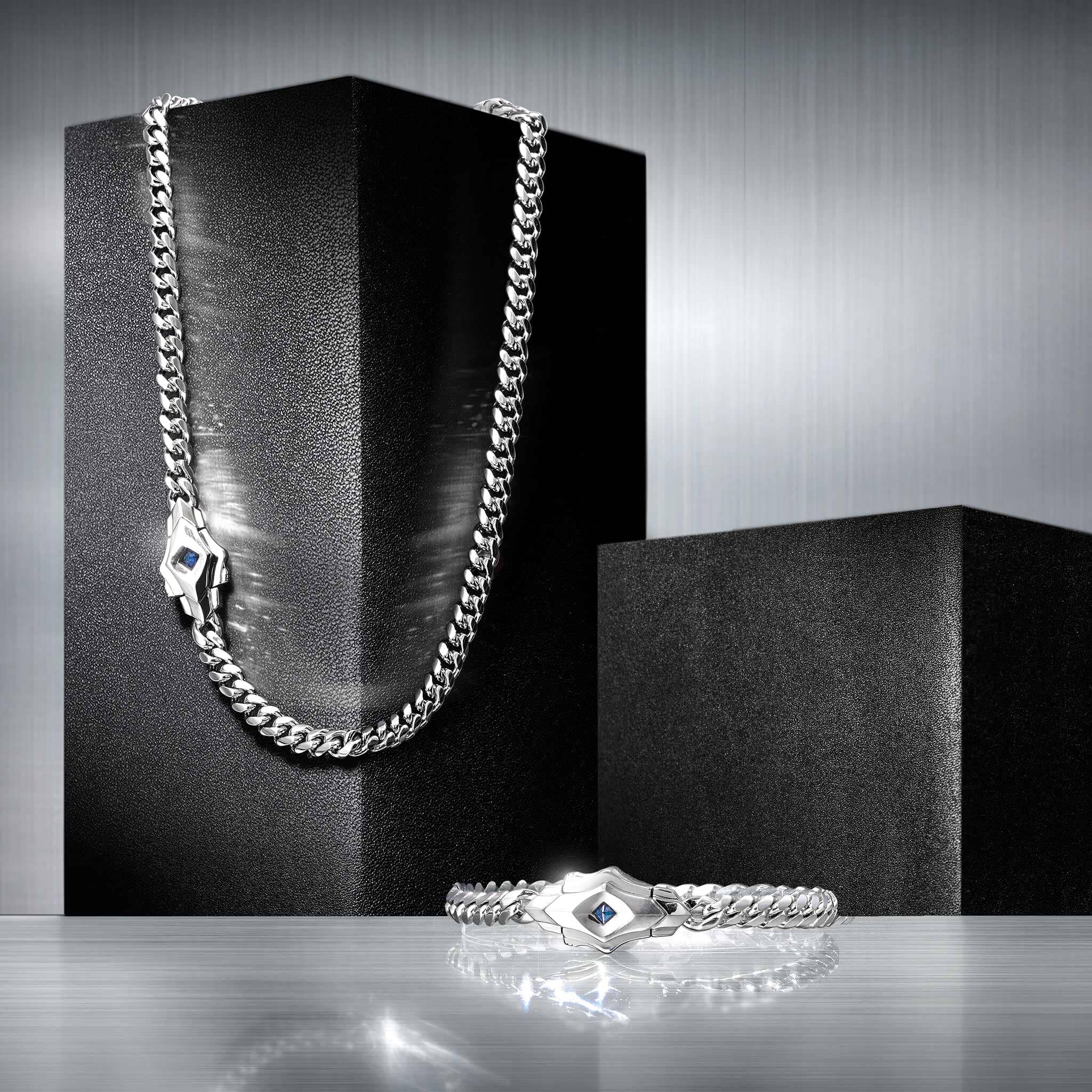 AWNL サファイアセイロン チェーンネックレス mens-ceylon-silver-chain-