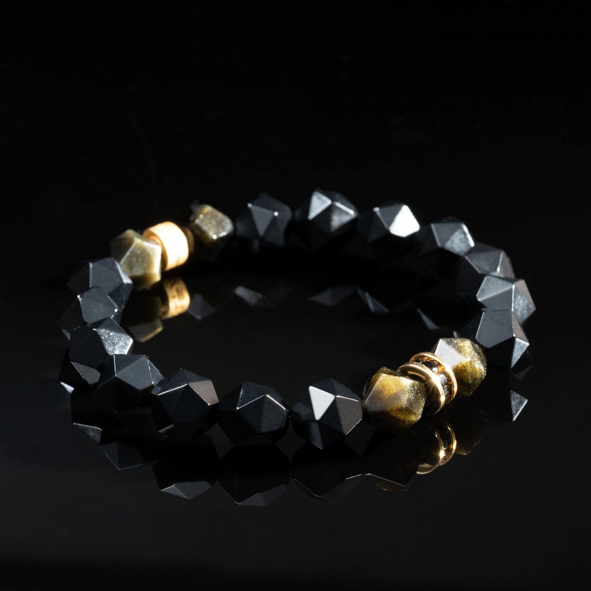 AWNL ブラック ブレスレット AWNL】メンズ 黒曜石/ゴールデンオブシディアン ブレスレット