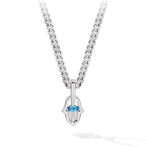 Hamsa Hand Necklace Blue Topaz ネックレス AWNL Silver Set 55cm 