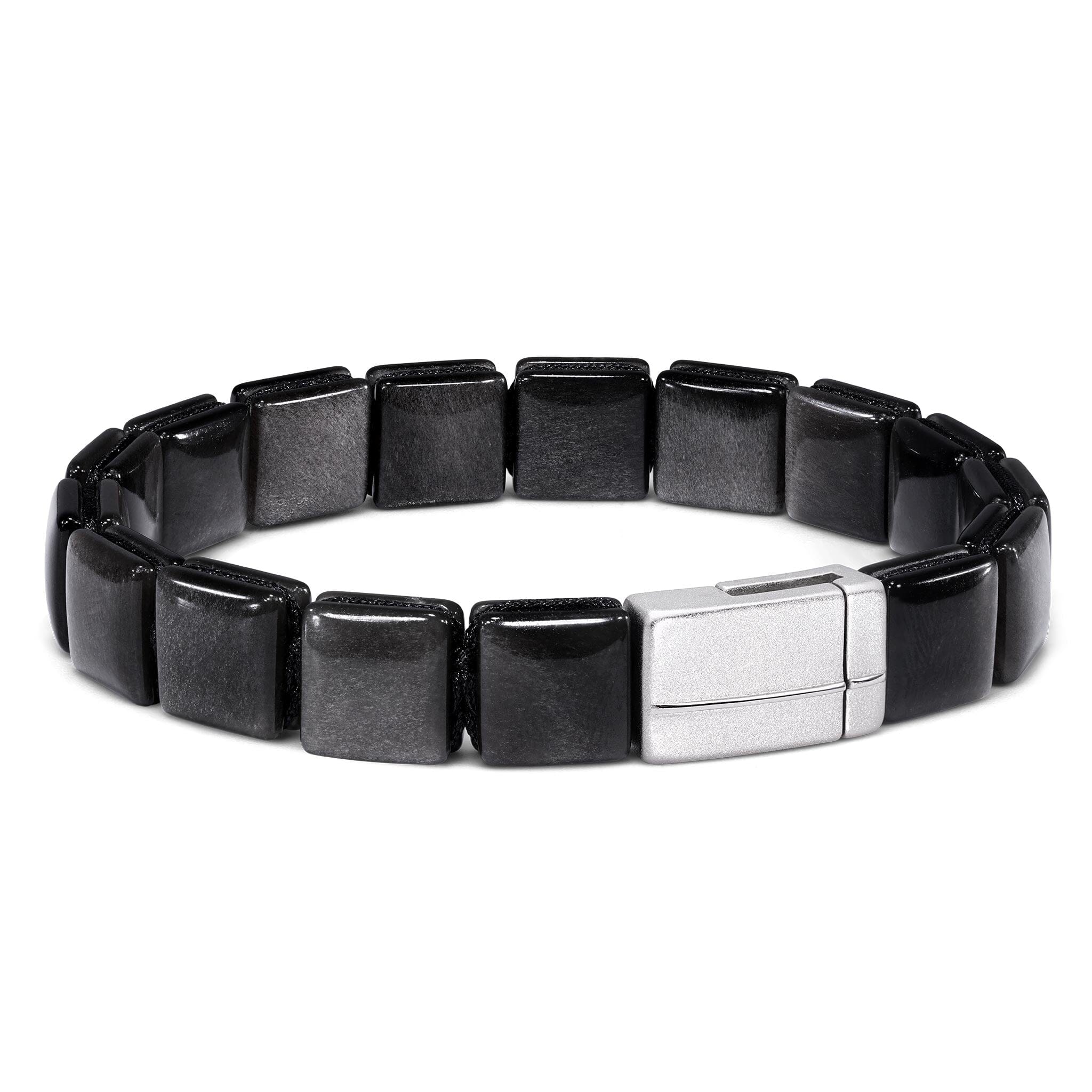 Ichinen Mag-lock Bracelet Silver Obsidian AWNL
