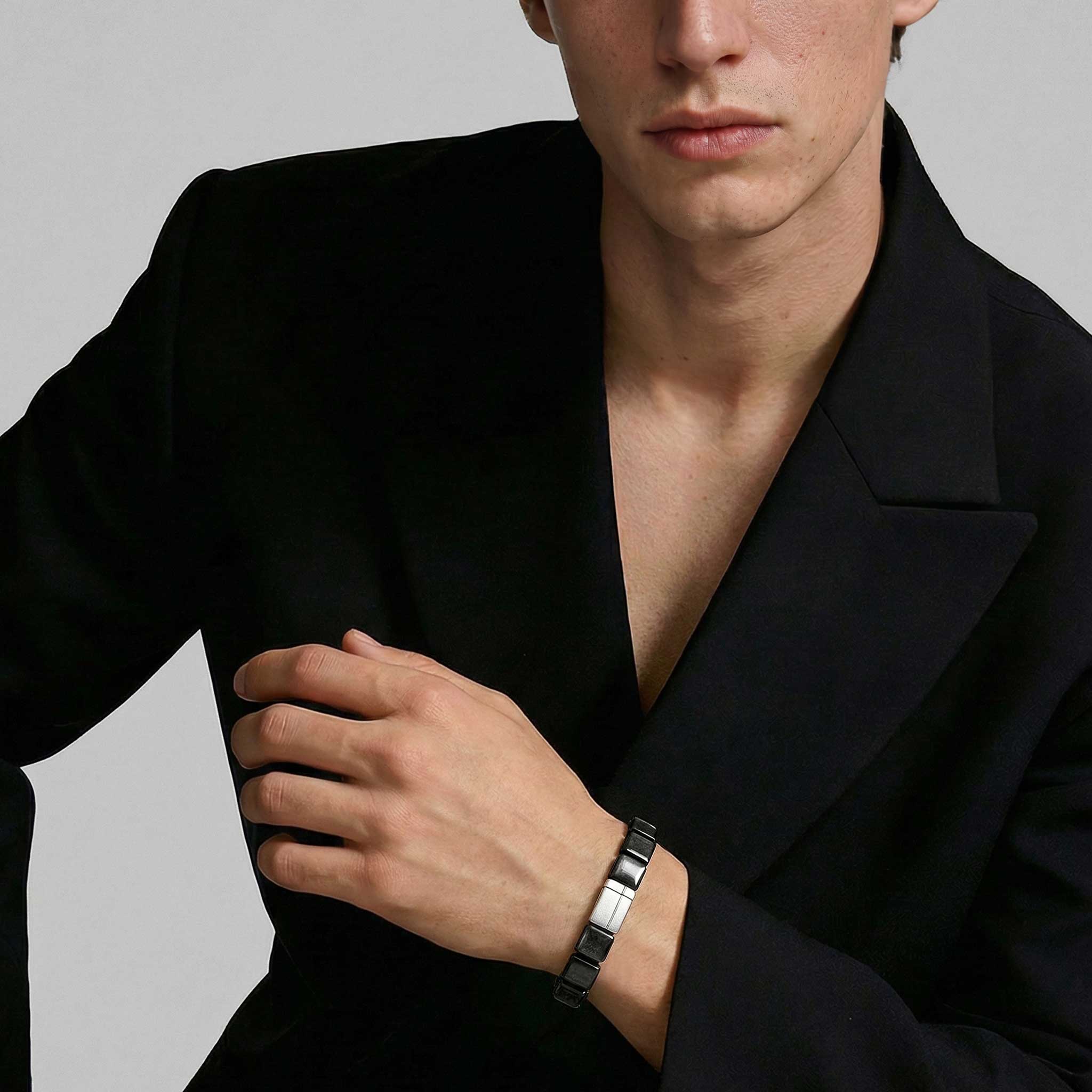One Line Mag-lock Bracelet Silver Obsidian ブレスレット AWNL 
