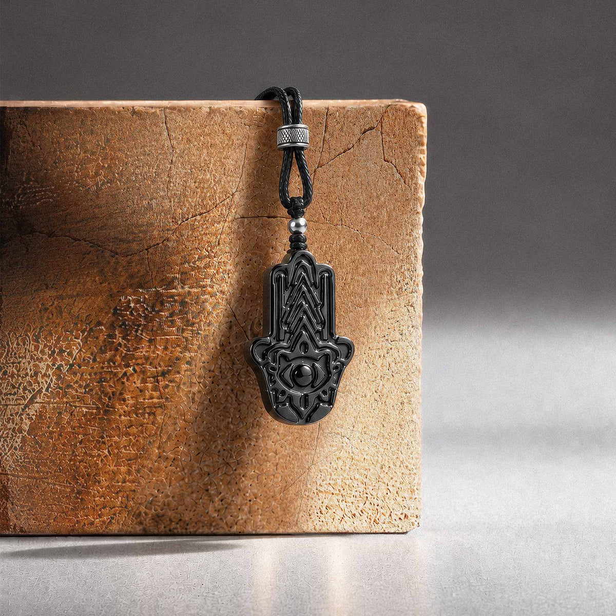 Hamsa Hand Mirror Charm Black Obsidian Objects AWNL 