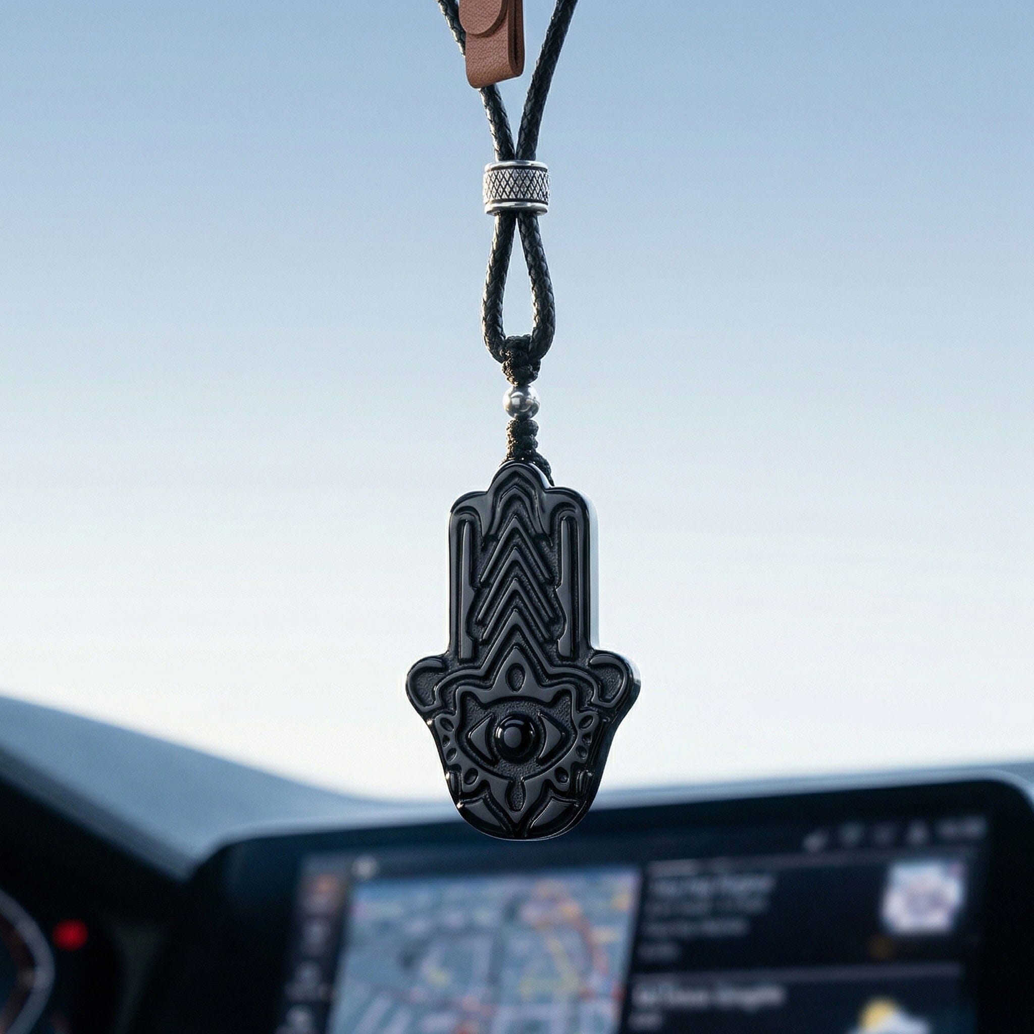 Hamsa Hand Car Accessory Black Obsidian GWP AWNL 