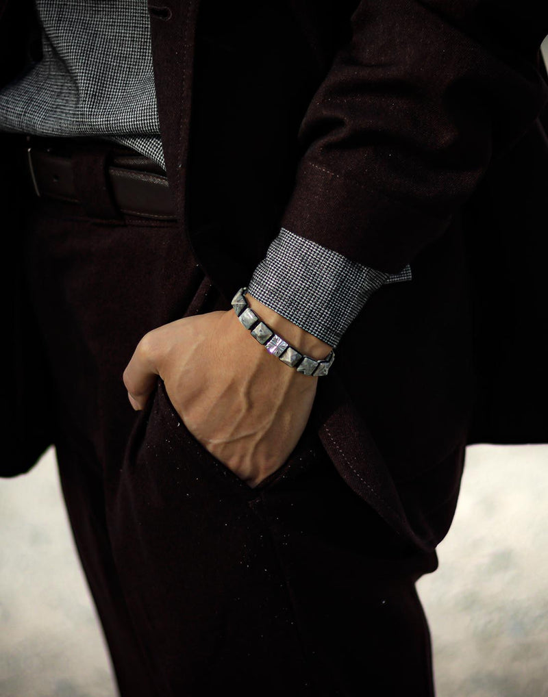 AWNL ピカソ　ジャスパー　ブレスレット AWNL】メンズ ピカソジャスパー 編みブレスレット｜騎士鉄十字 | 9.5