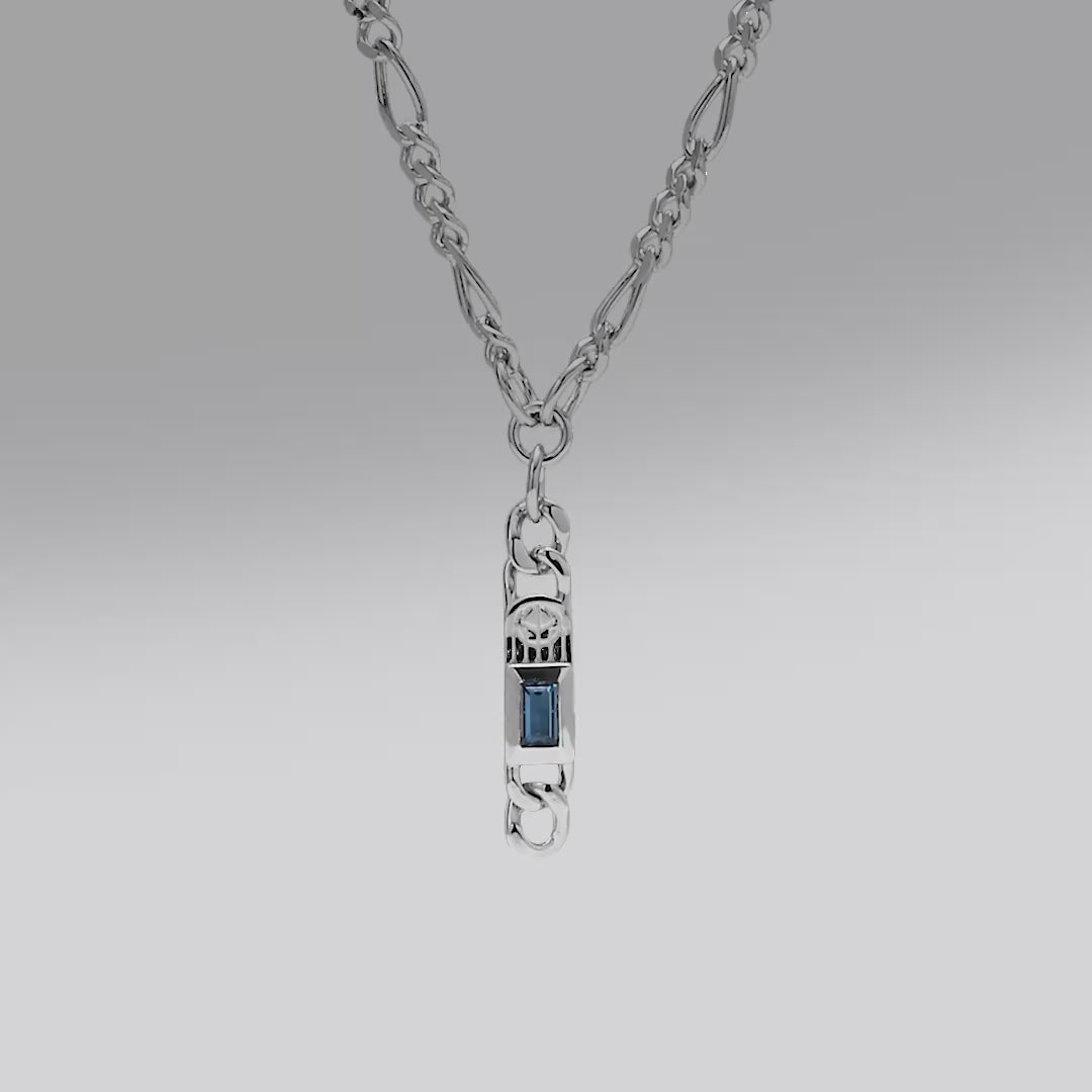 AWNL メンズ ロンドンブルートパーズ シルバーフィガロチェーン