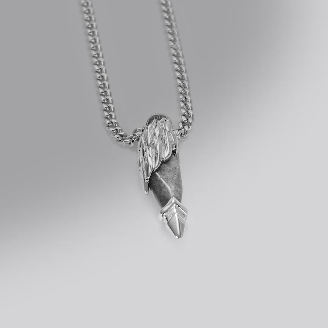 AWNL メンズ 銀曜石 ネックレス｜セラフの翼 ペンダント トップ