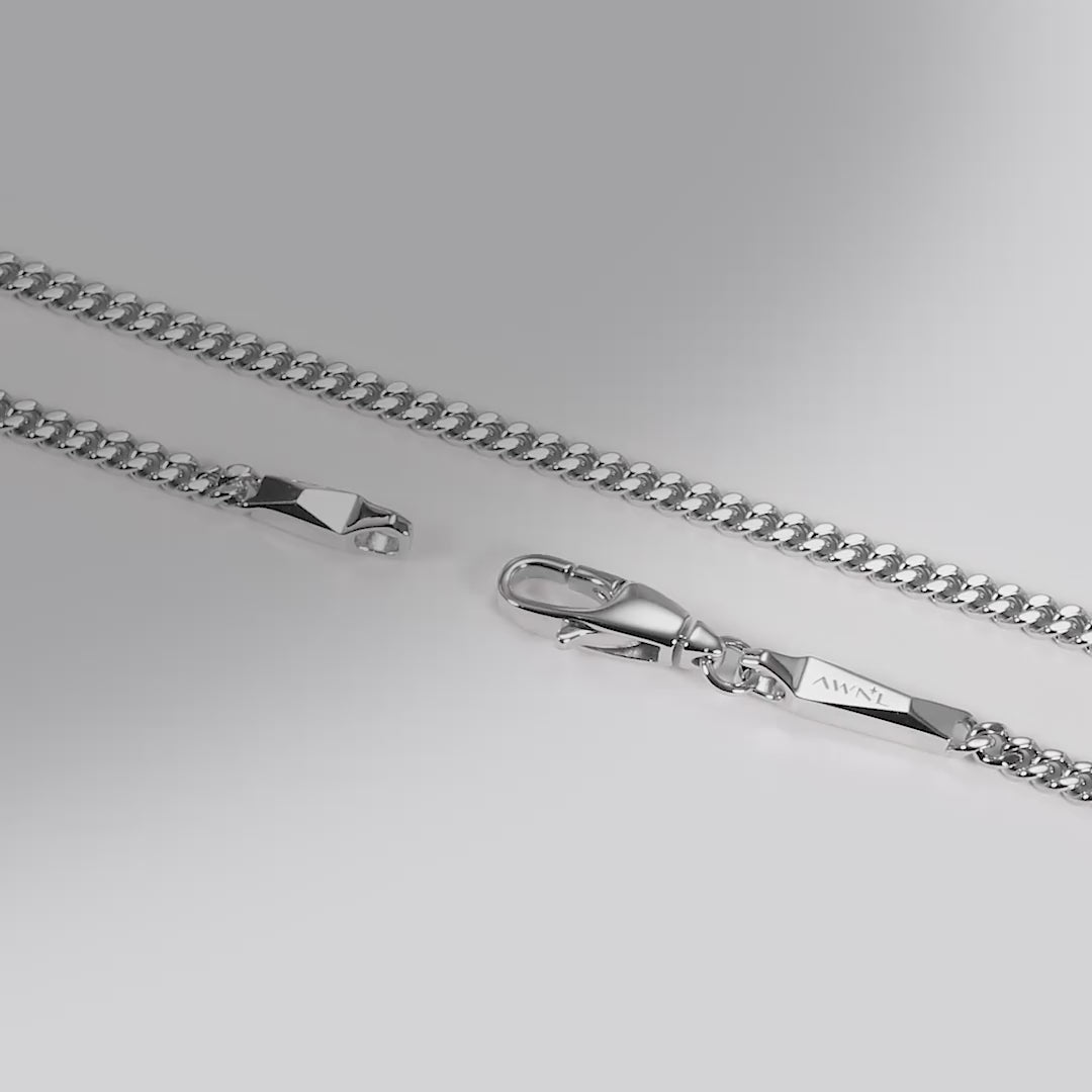 AWNL メンズ シルバー キヘイチェーン ネックレス｜幅3mm×S925×18KGP