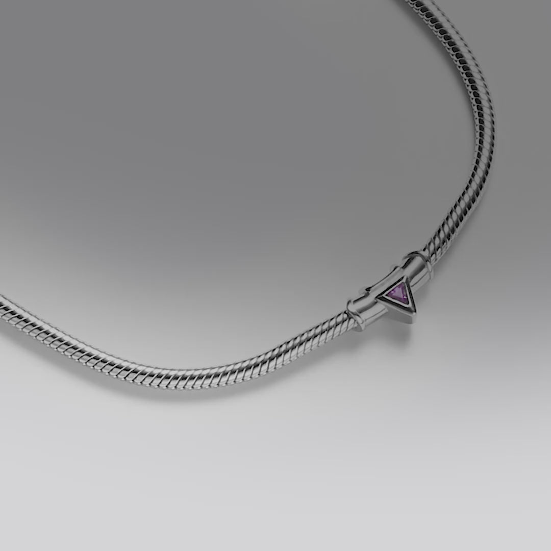 AWNL メンズ アメジスト 守護者 シルバーチェーン ネックレス｜S925