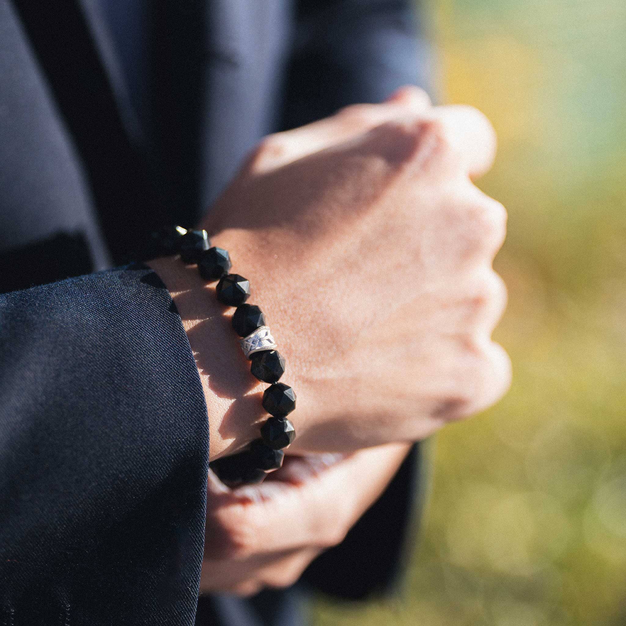 Algiz Bracelet Black Obsidian ブレスレット AWNL 