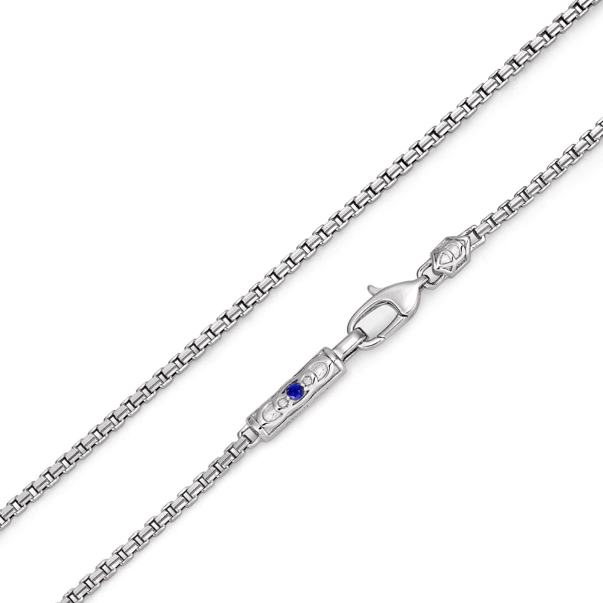 AWNL メンズ サファイア クラスプ シルバーベネチアンチェーン